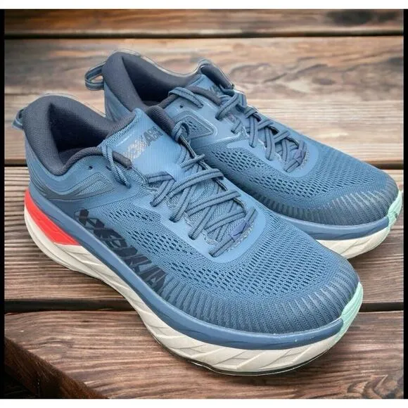 Hoka One One Bondi Teal Outer Space Road Running Race Shoes Mens 8 Fast Ship