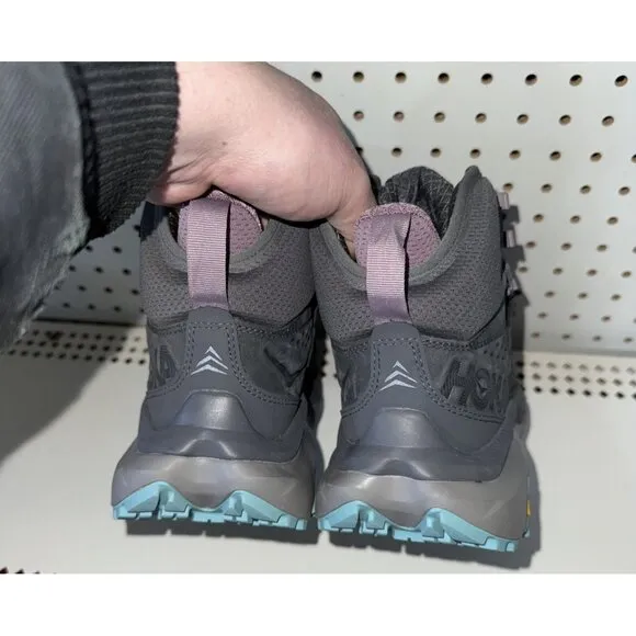 Hoka One One Kaha 2 GTX Womens Leather WP Outdoor Hiking Boots Size 9.5 Gray