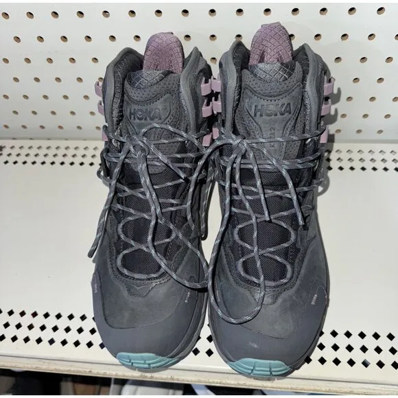 Hoka One One Kaha 2 GTX Womens Leather WP Outdoor Hiking Boots Size 9.5 Gray