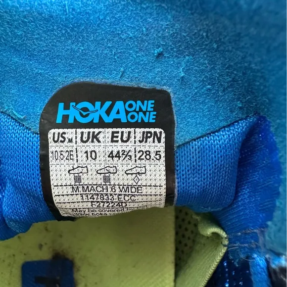 HOKA ONE ONE MACH 6 Men’s running shoes size 10.5 Wide (2E) Royal blue/green