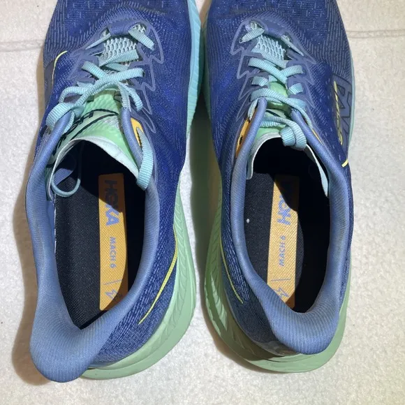 Hoka One One Mach 6 Running Shoes Blue Athletic Jogging Mens Size 11D Gym