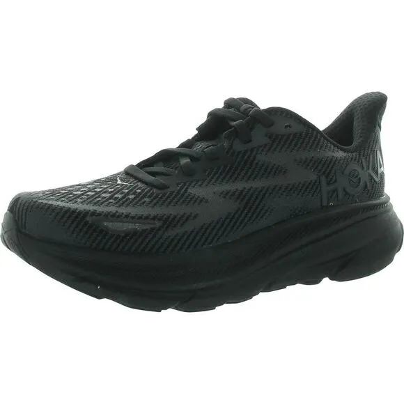 Hoka One One Mens Clifton 9 Black Running &amp; Training Shoes Sneakers New