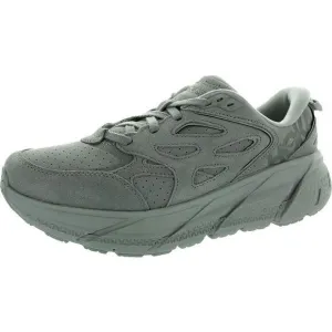 Hoka One One Mens Clifton Gray Lace-Up Suede Running &amp; Training Shoes New