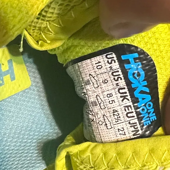 Hoka One One Rocket X Carbon Plated Running Shoes Neon Yellow Size 10