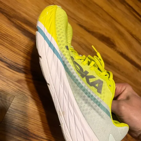 Hoka One One Rocket X Carbon Plated Running Shoes Neon Yellow Size 10