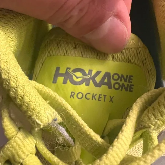 Hoka One One Rocket X Carbon Plated Running Shoes Neon Yellow Size 10