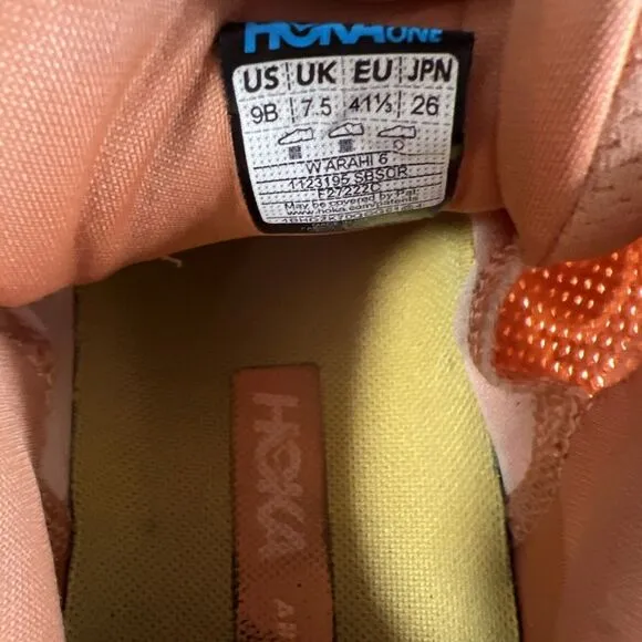 HOKA ONE ONE Women's Size 9B ARAHI 6  Running Shoes Orange Sneaker 1123195 SBSOR