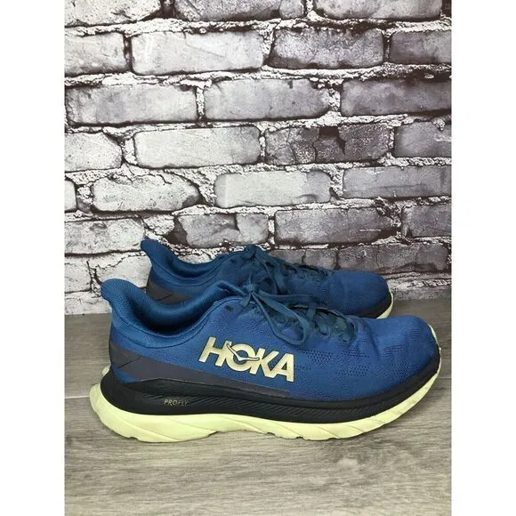 Hoka One One Mach 4 Blue Coral Synthetic Lace Up Running Shoes Men 9.5D US/43.3