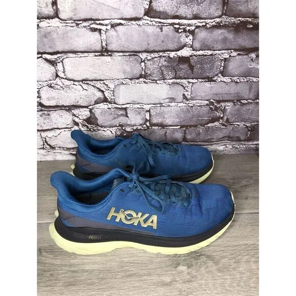 Hoka One One Mach 4 Blue Coral Synthetic Lace Up Running Shoes Men 9.5D US/43.3