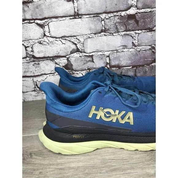 Hoka One One Mach 4 Blue Coral Synthetic Lace Up Running Shoes Men 9.5D US/43.3