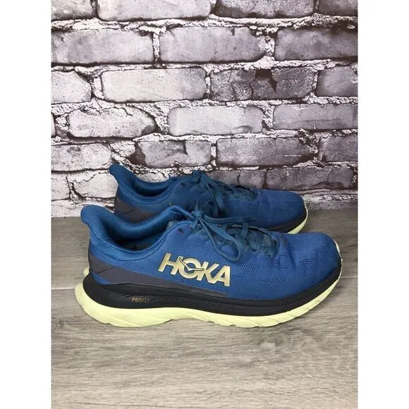 Hoka One One Mach 4 Blue Coral Synthetic Lace Up Running Shoes Men 9.5D US/43.3