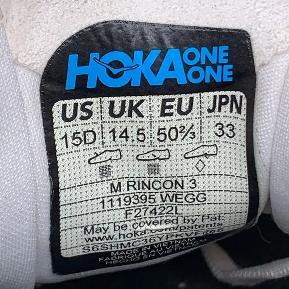Hoka One Rincon 3 Road Running Shoes Men’s Sz 15D