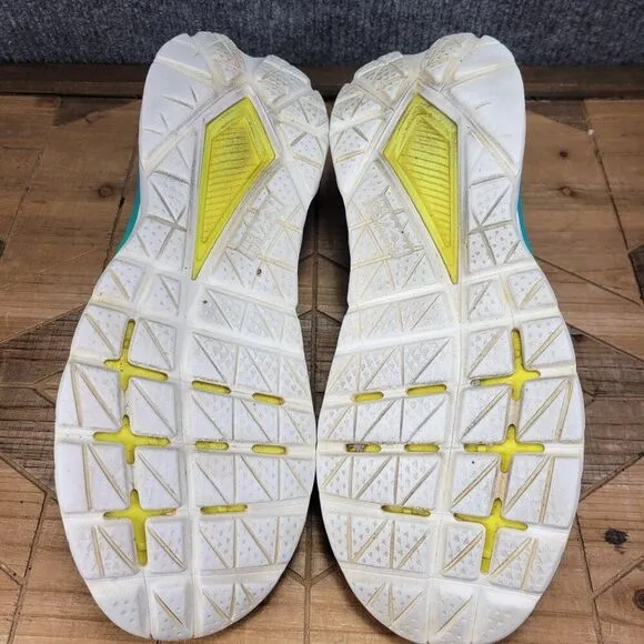 Hoka Mach 5 Shoes Mens 12.5D White Blue Glass Road Race Running Support Trainer