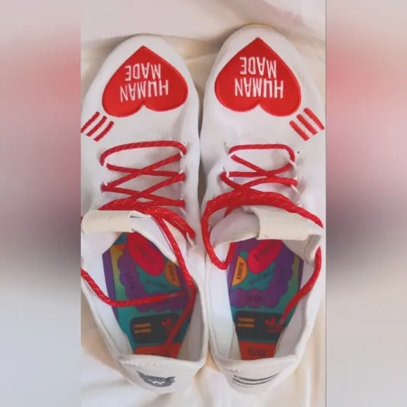 Human Made Mens Size 13.5 White and Red Sneakers