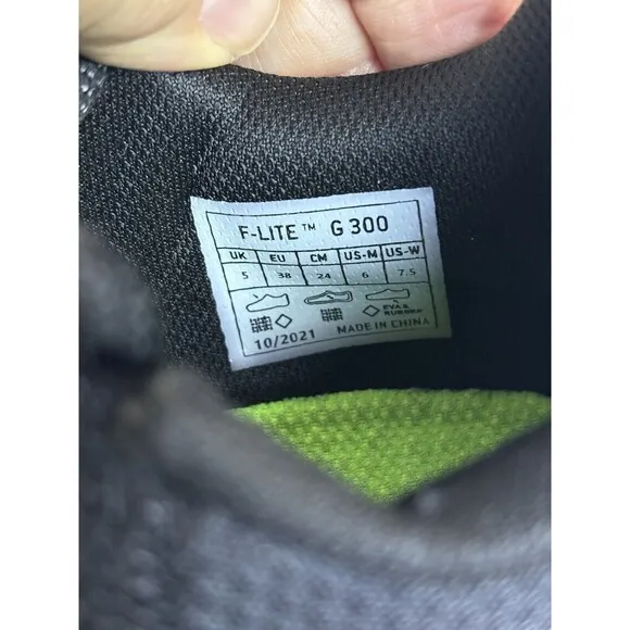 Inov-8 Men's 6 F-Lite G 300 Crossfit Shoes Black Gum Womens 7.5 Workout Rope-Tec