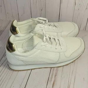 J. Crew City sneakers  trainers tennis shoes womens size 10 cream gold detailing