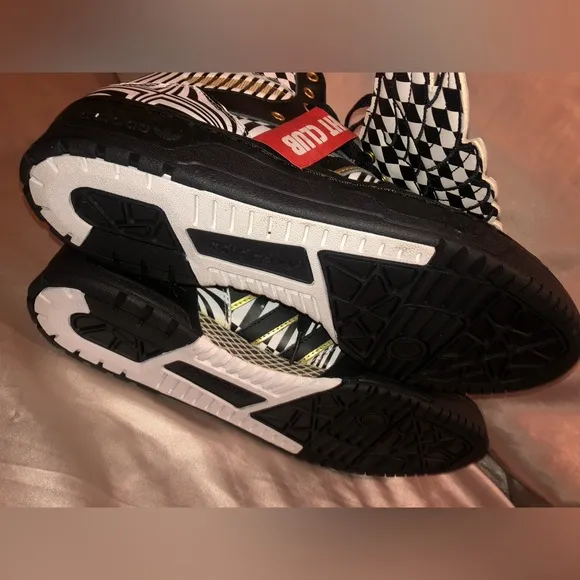 Jeremy Scott x Adidas Black &amp; White Checkerboard Wings High-Top Sneakers