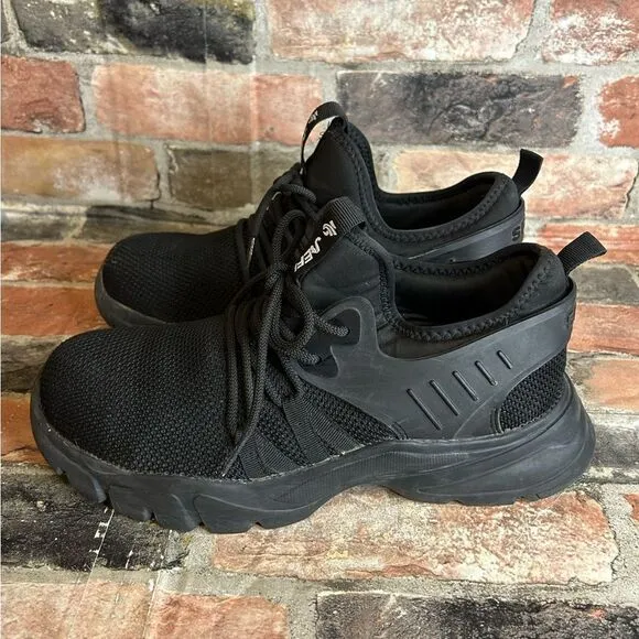 JIEFU Steel Toe Black Sneakers Size 44/ Men’s Size 9