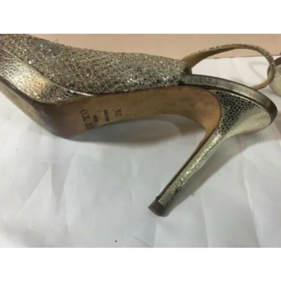 Jimmy Choo Womens Shoes Sandals High Heels Golden