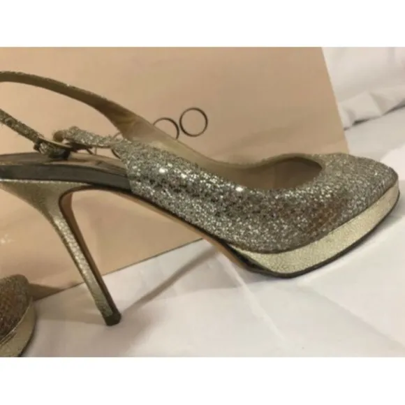 Jimmy Choo Womens Shoes Sandals High Heels Golden