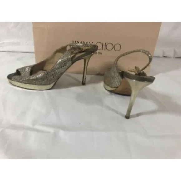 Jimmy Choo Womens Shoes Sandals High Heels Golden