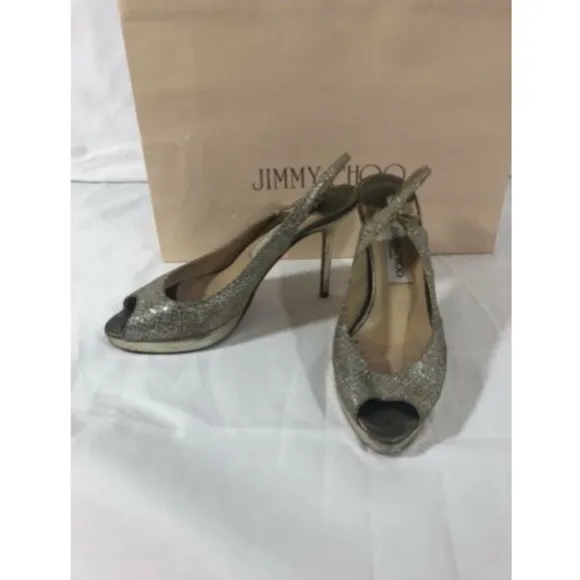 Jimmy Choo Womens Shoes Sandals High Heels Golden