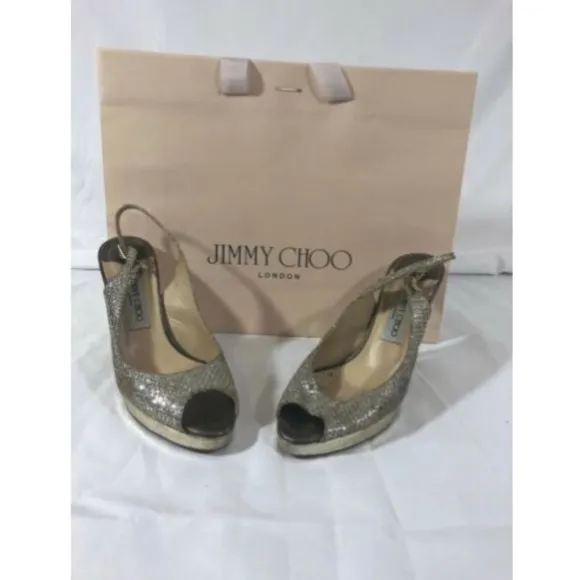 Jimmy Choo Womens Shoes Sandals High Heels Golden