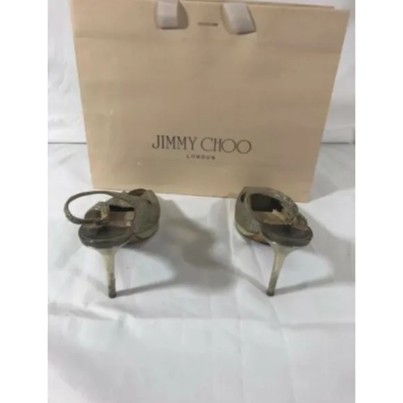 Jimmy Choo Womens Shoes Sandals High Heels Golden