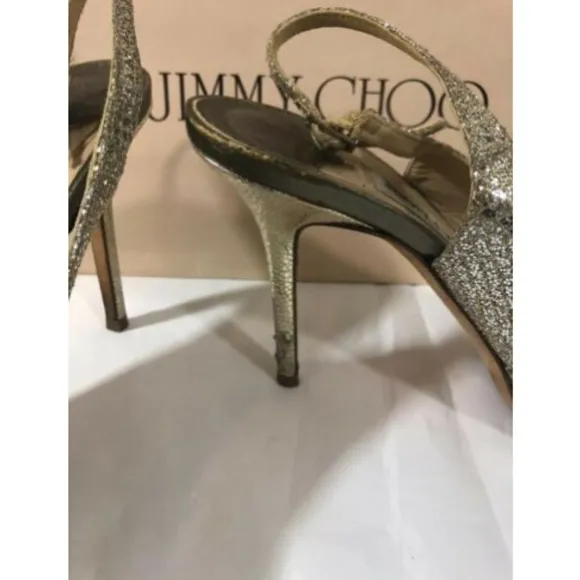 Jimmy Choo Womens Shoes Sandals High Heels Golden