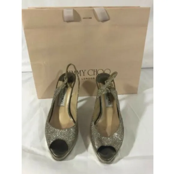 Jimmy Choo Womens Shoes Sandals High Heels Golden