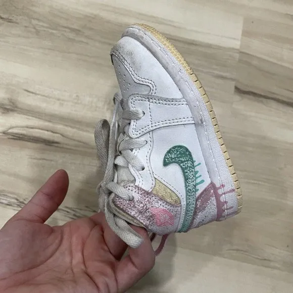 jordan 1 Mid SE ice cream (TD) size 6c used Drip Sneakers Shoes High top DD1668