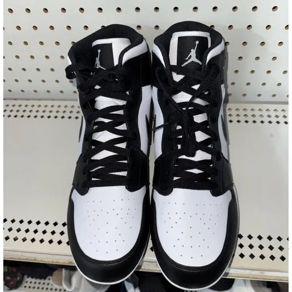 Jordan 1 Retro Mid TD Mens Football Cleats Size 14 White Black Panda FJ6805-100