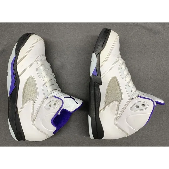 Jordan 5 Retro  3Y White Dark Concord-Black Purple Youth Mid-Top Lace Leather