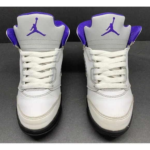 Jordan 5 Retro  3Y White Dark Concord-Black Purple Youth Mid-Top Lace Leather