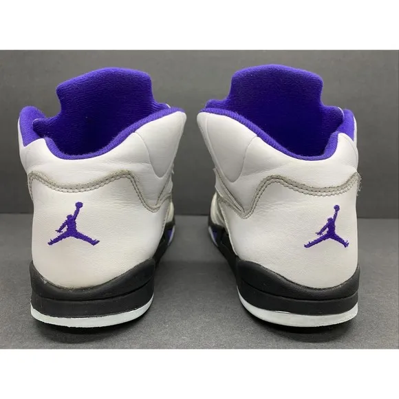 Jordan 5 Retro  3Y White Dark Concord-Black Purple Youth Mid-Top Lace Leather