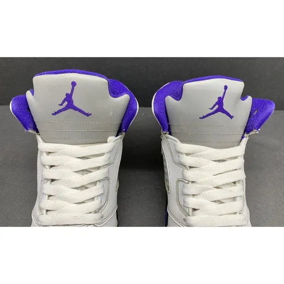 Jordan 5 Retro  3Y White Dark Concord-Black Purple Youth Mid-Top Lace Leather