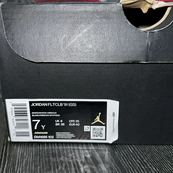 Jordan Flight Club 91 White Mystic Hibiscus Basketball Shoes.(GS)