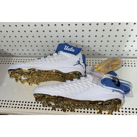 Jordan Force Savage Pro 2 UCLA Bruins PE Mens Football Cleats Size 12.5 White