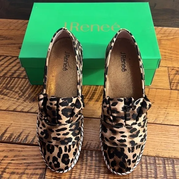 J.Renee leopard animal print slip on New with box flats in size 10.