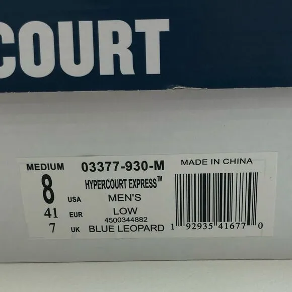 .K-Swiss Hypercourt Express Blue Leopard Tennis Shoes.
