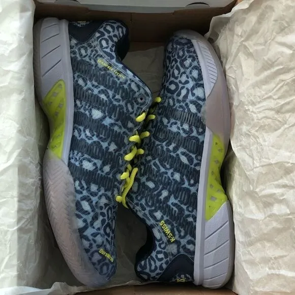 K-Swiss Hypercourt Express Blue Leopard Tennis Shoes.
