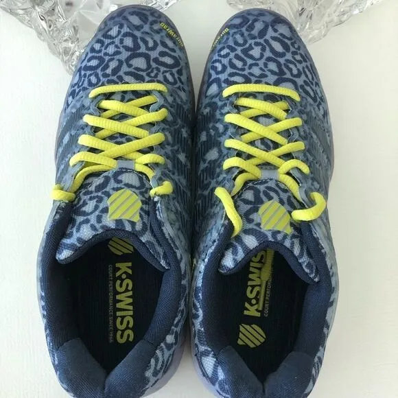 K-Swiss Hypercourt Express Blue Leopard Tennis Shoes.