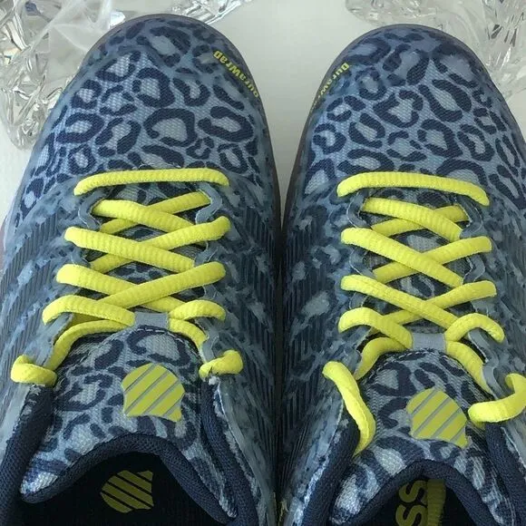 K-Swiss Hypercourt Express Blue Leopard Tennis Shoes.