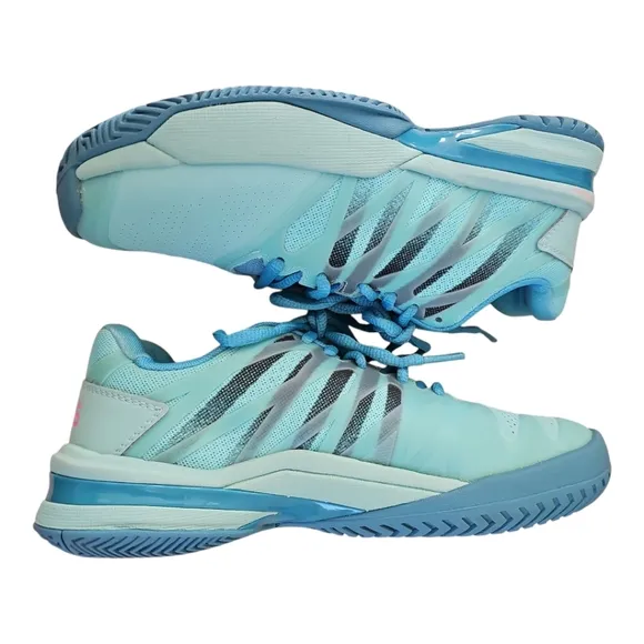 K-Swiss Women's Ultrashot 2 Tennis Shoes (Aruba Blue/Malibu Blue/Soft Neon Pink)