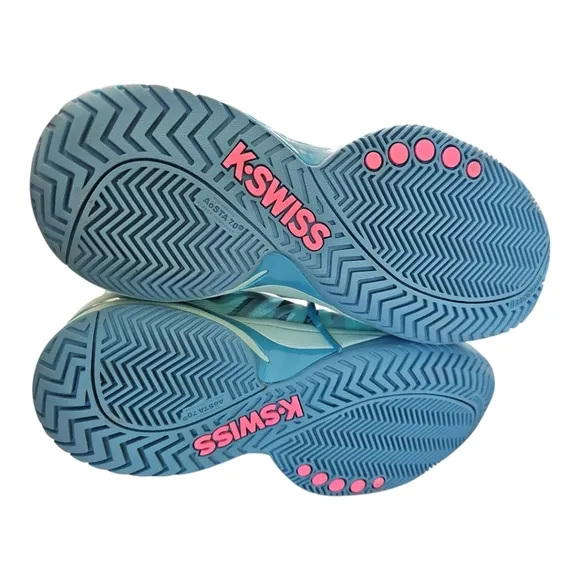 K-Swiss Women's Ultrashot 2 Tennis Shoes (Aruba Blue/Malibu Blue/Soft Neon Pink)