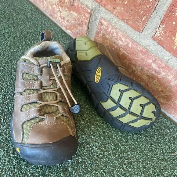 Kids Childrens Keen Brown Leather Hiking Outdoor Shoes Size 11