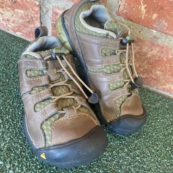 Kids Childrens Keen Brown Leather Hiking Outdoor Shoes Size 11