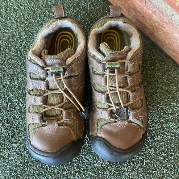 Kids Childrens Keen Brown Leather Hiking Outdoor Shoes Size 11