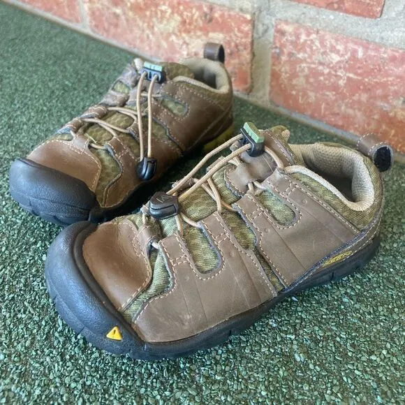 Kids Childrens Keen Brown Leather Hiking Outdoor Shoes Size 11