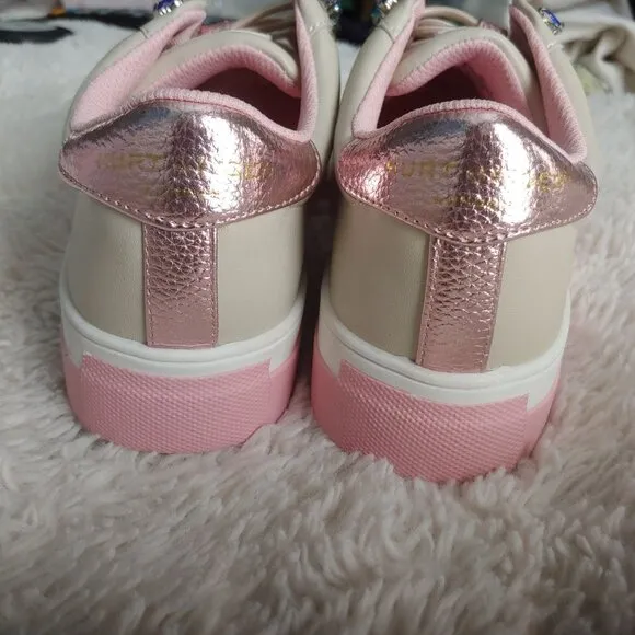 Kurt Geiger Mini Liviah Love Sweetheart Taupe Tennis Style Leather Shoes